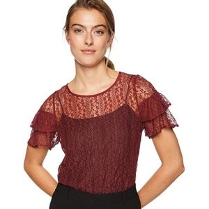 BCBGeneration Cross-Back Lace Top Size L